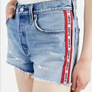 Levi’s 501 High Rise Logo Stripe Button Fly Sz 26
